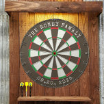 Custom Family Name Personalized Dartboards Dartbord<br><div class="desc">A dartboard is a popular recreational and competitive game that provides hours of fun for players of all ages and skill levels. Typically made from sisal fibers, cork, or electronic components, dartboards are designed to withstand the impact of darts while offering precise scoring zones. Standard dartboards feature a circular design...</div>
