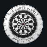 Custom Family Name Personalized Dartboards Dartbord<br><div class="desc">A dartboard is a popular recreational and competitive game that provides hours of fun for players of all ages and skill levels. Typically made from sisal fibers, cork, or electronic components, dartboards are designed to withstand the impact of darts while offering precise scoring zones. Standard dartboards feature a circular design...</div>