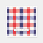 Custom Family Name Red and Blue Plaid  Servet (Voorkant)