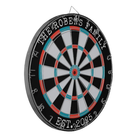 Custom Family Name Rustic Dartboard Dartbord (Voorkant Links)