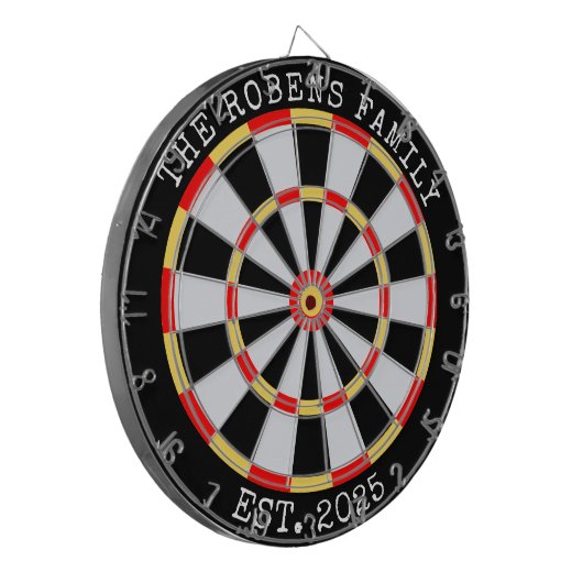 Custom Family Name Rustic Dartboard Dartbord (Voorkant Links)