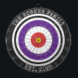 Custom Family Name Rustic Dartboard Dartbord<br><div class="desc">A dartboard is a popular recreational and competitive game that provides hours of fun for players of all ages and skill levels. Typically made from sisal fibers, cork, or electronic components, dartboards are designed to withstand the impact of darts while offering precise scoring zones. Standard dartboards feature a circular design...</div>