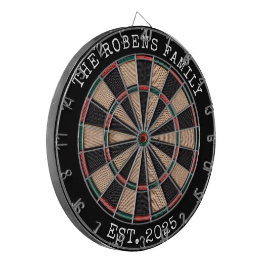Custom Family Name Rustic Dartboard Dartbord (Voorkant Links)