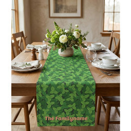 Custom Family Name Table Runner with Leaves Korte Tafelloper