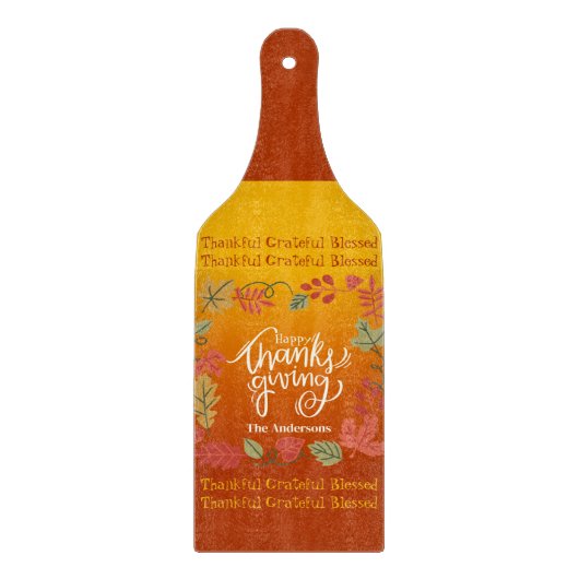 Custom Family Name Thanksgiving Snijplank (Voorkant)