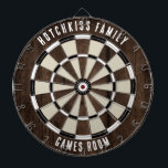 Custom Family Name Unique Dartbord<br><div class="desc">Elevate your game nights with our custom family wood effect dartboard, designed to bring a personal touch to your home. This unique dartboard allows you to proudly display your family name and location, making it not just a game but a cherished family heirloom. Ideal for gatherings, backyard parties, or simply...</div>
