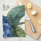 Custom Family Name Watercolor Hydrangea Theedoek (Quarter Fold)