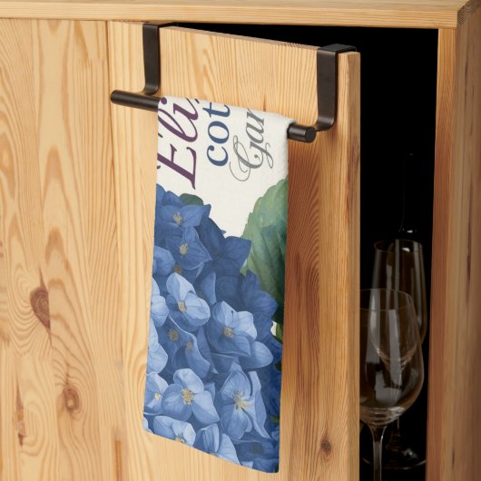 Custom Family Name Watercolor Hydrangea Theedoek (Derde Gevouwen)