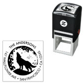 Custom Family Name Wolf Moon Return Address Zelfinktende Stempel (In situ)