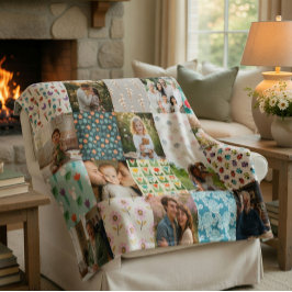 Custom Family Photo Blanket Collage Gift Fleece Deken