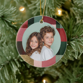 Custom Family Photo Christmas Ceramic Ornament 