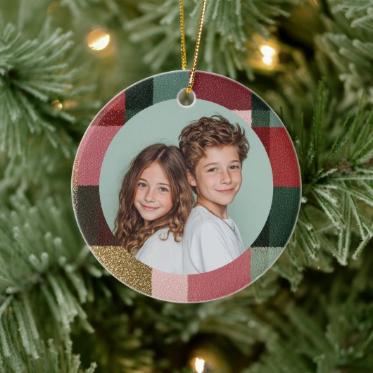 Custom Family Photo Christmas Ceramic Ornament  (Boom)