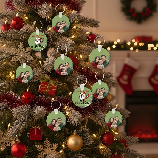 Custom Family Photo Christmas Keychain | Santa Bac