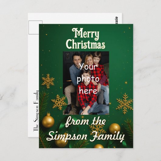 Custom Family Photo Christmas Postcard Briefkaart (Voorkant / Achterkant)