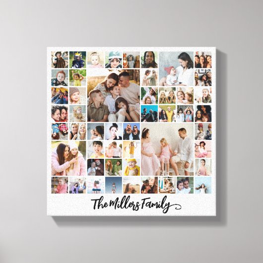 Custom Family Photo Collage 50 Pictures Canvas Afdruk (Voorkant)