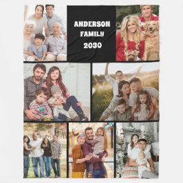 Custom Family Photo Collage Elegant Gift Black Fleece Deken