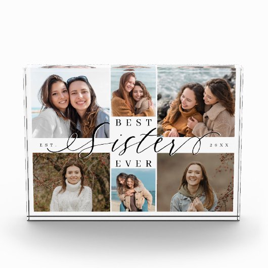 Custom Family Photo Collage Gift Best Sister Ever Fotoblokken (Voorkant)
