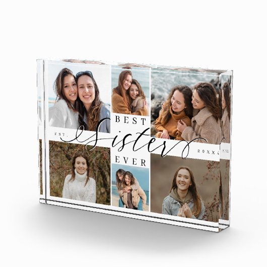 Custom Family Photo Collage Gift Best Sister Ever Fotoblokken (Rechts)