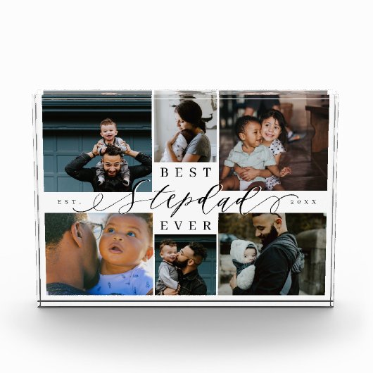 Custom Family Photo Collage Gift Best Stepdad Ever Fotoblokken (Voorkant)