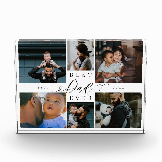 Custom Family Photo Collage Gift for Best Dad Ever Fotoblokken (Voorkant)