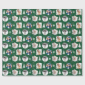 Custom Family Photo Collage Green Christmas Cadeaupapier (Vlak)