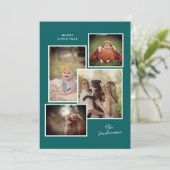 Custom Family Photo Collage Moderne Kerstmis Feestdagenkaart (Staand voorkant)