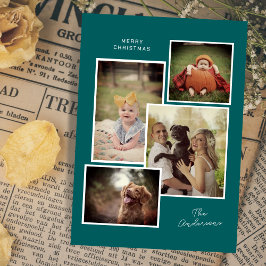 Custom Family Photo Collage Moderne Kerstmis Feestdagenkaart