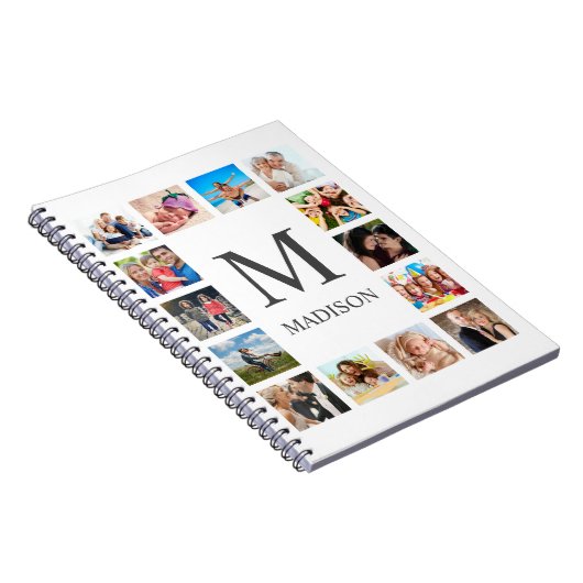 Custom Family Photo Collage Personalized White Notitieboek (Rechterzijde)