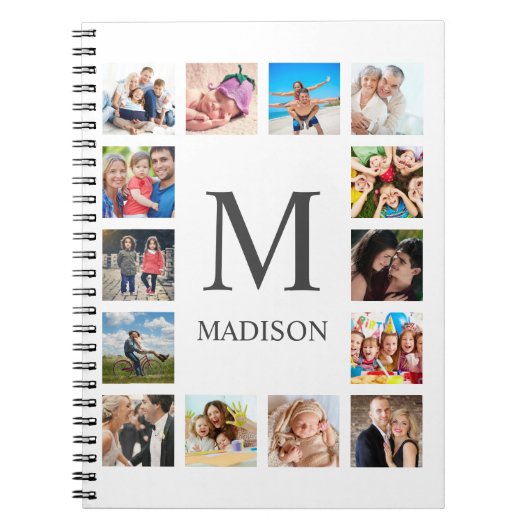 Custom Family Photo Collage Personalized White Notitieboek (Voorkant)
