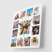 Custom Family Photo Collage Personalized White Vierkante Klok (Hoek)