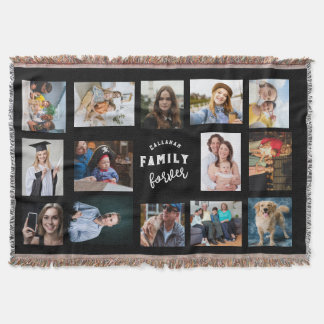 Custom Family Photo Collage Throw Blanket - 14 Pic Deken