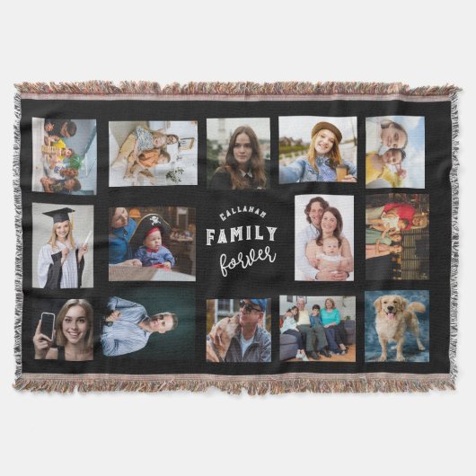 Custom Family Photo Collage Throw Blanket - 14 Pic Deken (Voorkant)