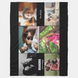 Custom Family Photo Collage voor oma Fleece Deken