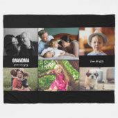 Custom Family Photo Collage voor oma Fleece Deken (Voorkant (Horizontaal))