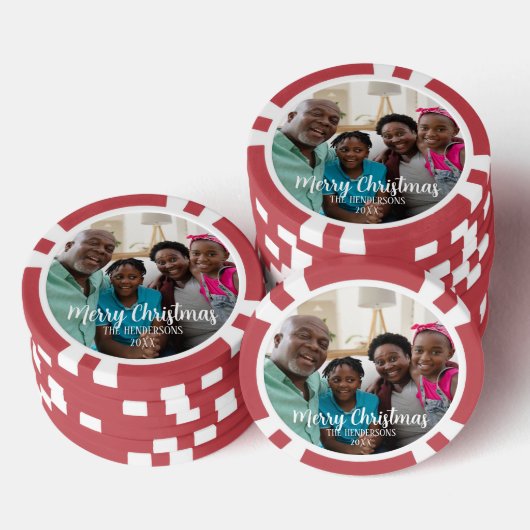 Custom Family Photo Double Sided Christmas Poker Chips (Opstapeling)