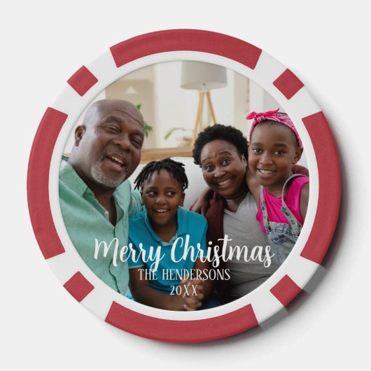 Custom Family Photo Double Sided Christmas Poker Chips (Achterkant)