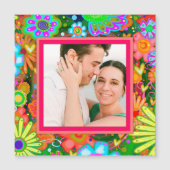 Custom Family Photo Hearts Kleurrijke Bloemen Geel (Voorkant)