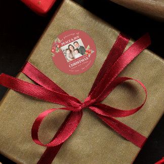 Custom Family Photo Holiday Ronde Sticker