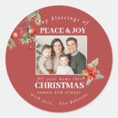 Custom Family Photo Holiday Ronde Sticker (Voorkant)