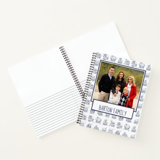 Custom Family Photo House Illustration Pattern Notitieboek (Binnen)