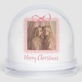 Custom Family Photo Merry Christmas Snow Globe Sneeuwbol (Voorkant)
