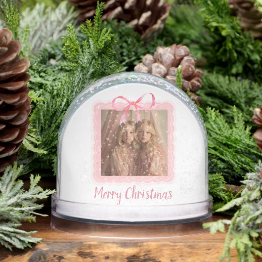 Custom Family Photo Merry Christmas Snow Globe Sneeuwbol (Winter)
