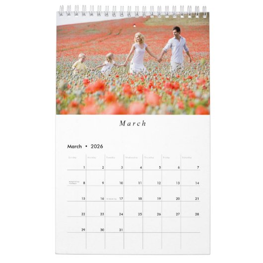 Custom Family Photo Minimalist 2025 Kalender (Mar 2026)