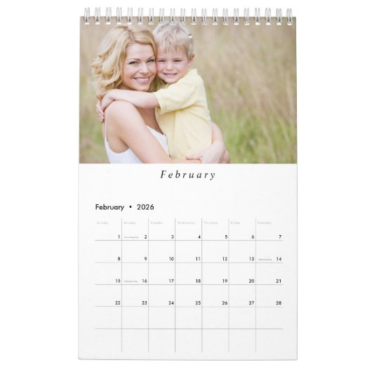 Custom Family Photo Minimalist 2025 Kalender (Feb 2026)