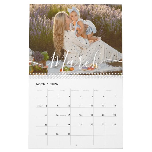 Custom Family Photo | Personalized 2026 Kalender (Mar 2026)