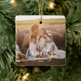 Custom Family Photo - Personalized Last Name  Keramisch Ornament