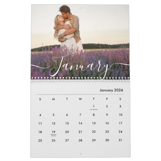 Custom Family Photo | Personalized Light Grey Kalender (Jan 2026)