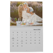 Custom Family Photo | Personalized Modern Gray Kalender (Mar 2026)