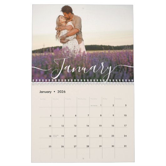Custom Family Photo | Personalized Warm Sand  Kalender (Jan 2026)