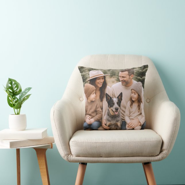 Custom Family Photo Throw Pillow Kussen (Stoel)